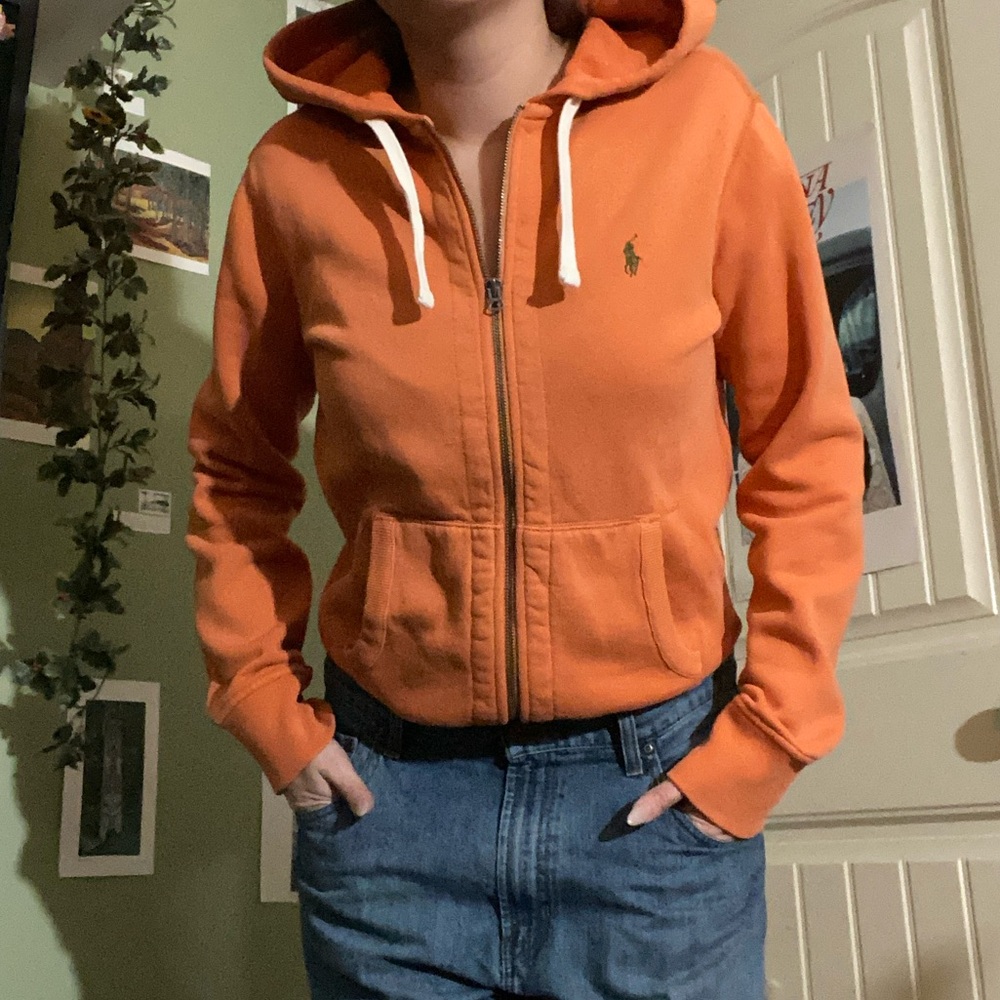 Orange Polo Ralph Lauren Zip Up Hoodie